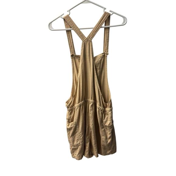 Ladies Hot Kiss Tan Linen Overalls M - Picture 4 of 6